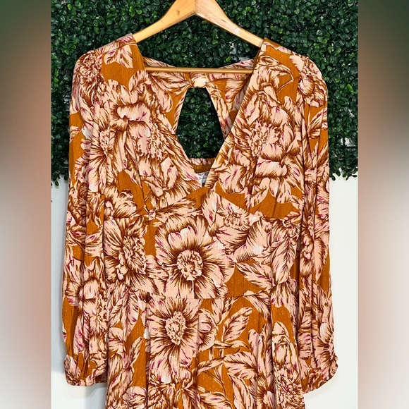 Band of The Free Jo Gold Floral Dress Large NWT - Picture 2 of 12